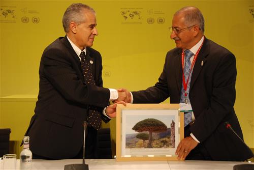 Presentation of gift from Yemen during COP 9 meeting Secretariat of the Convention on Biological Diversity