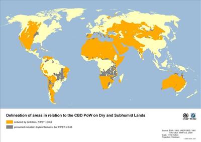 [Delineation of areas in relation to the CBD PoW on Dry and Subhumid Lands]