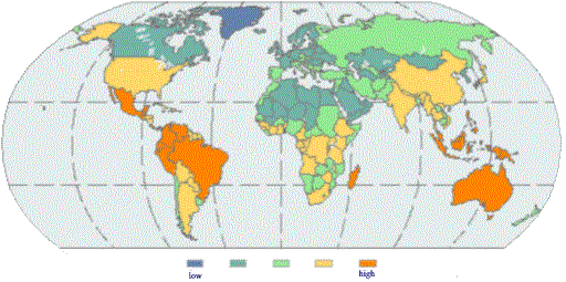 Map 1. Biodiversity at country level