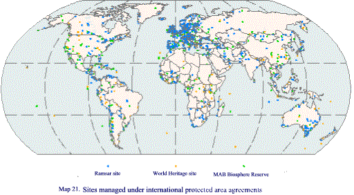 Map 21. Sites managed under international protected agreements