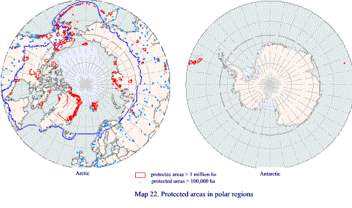 Map22. Protected areas in polar regions