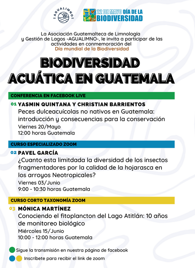 flyer about biodiversidad acuatica en Guatemala