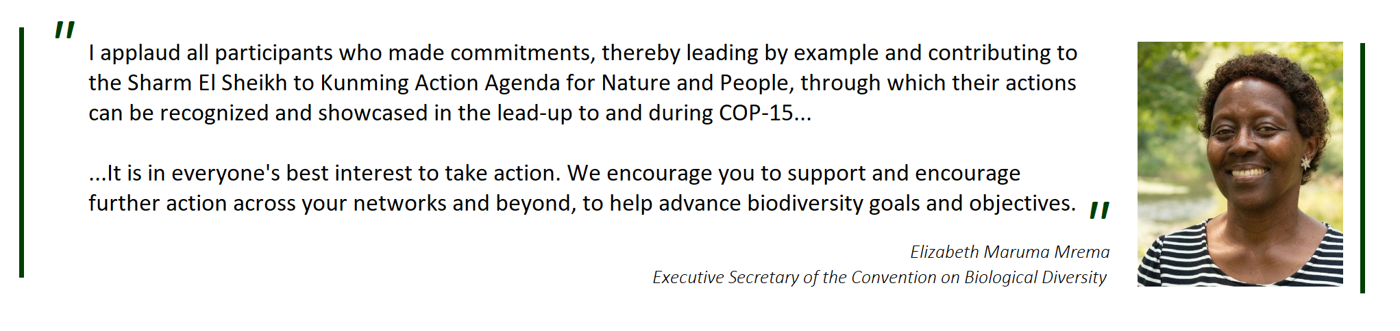 Quote from Elizabeth Maruma Mrema, SCBD's Executive Director