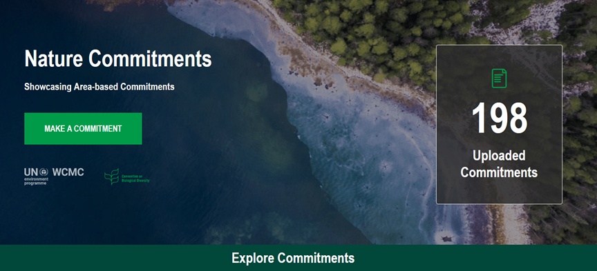 Screenshot of the Nature Commitments website