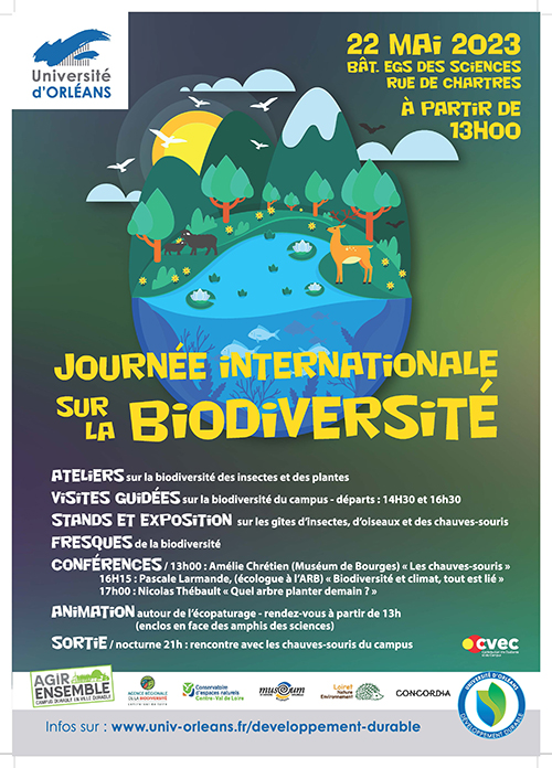 Affiche de l'évènement organisé par l'Université d'Orléans pour célébrer la journée internationale de la biodiversité