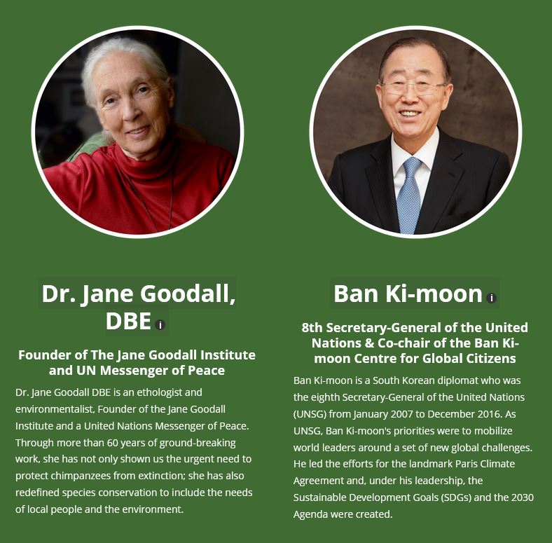 keynote spakers Dr. Jane Goodall DBE amd Ban ki-moon